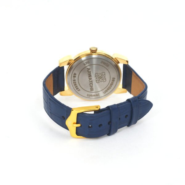 ARWATCH|| Gold Watch with Blue Dial and Leather Strap