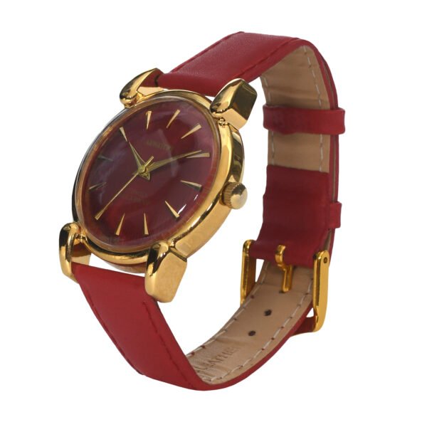 ARWATCH|| Women's Rose Gold Watch with Red Leather Strap