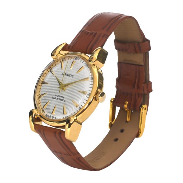 ARWATCH||Classic Gold Watch with Brown Leather Strap